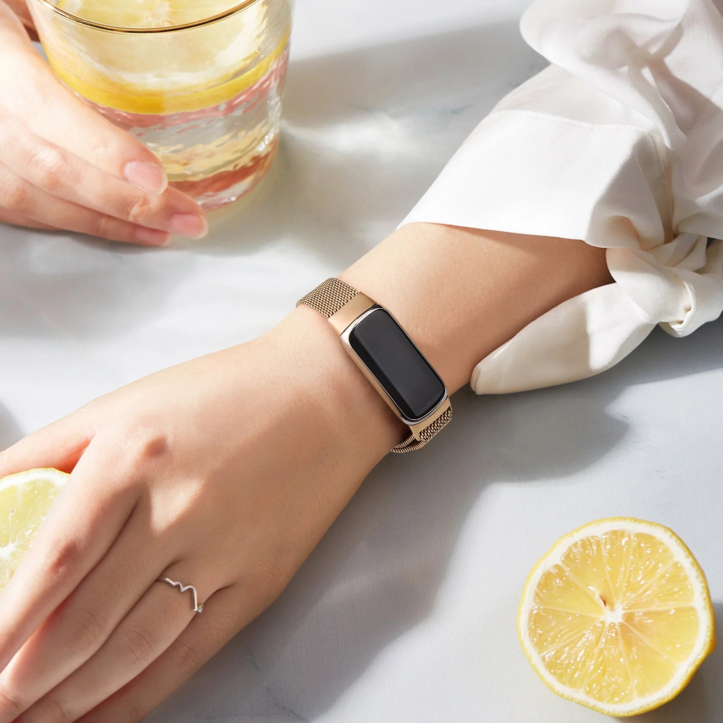 Tobfit Fitbit Luxe Band Sport Strap Metal Magnetic Watchband