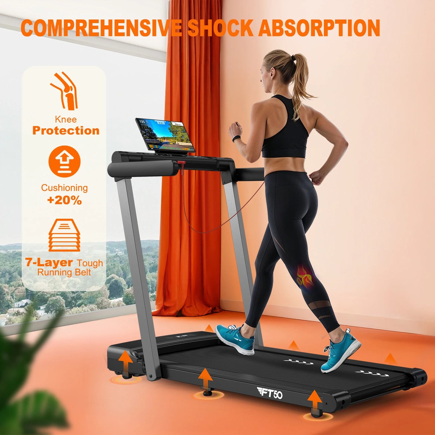 MettleMatic 2-in-1 Home Treadmill Bluetooth Display Foldable