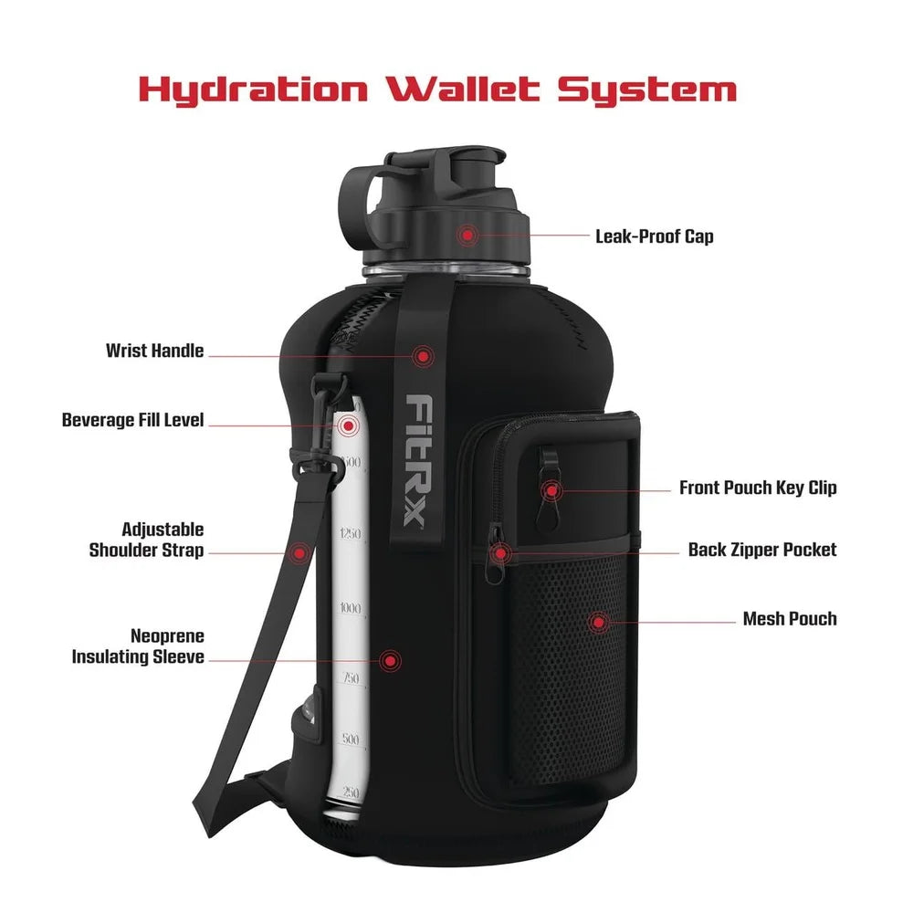Care Water Bottle With Neoprene Sleeve And Carry Strap