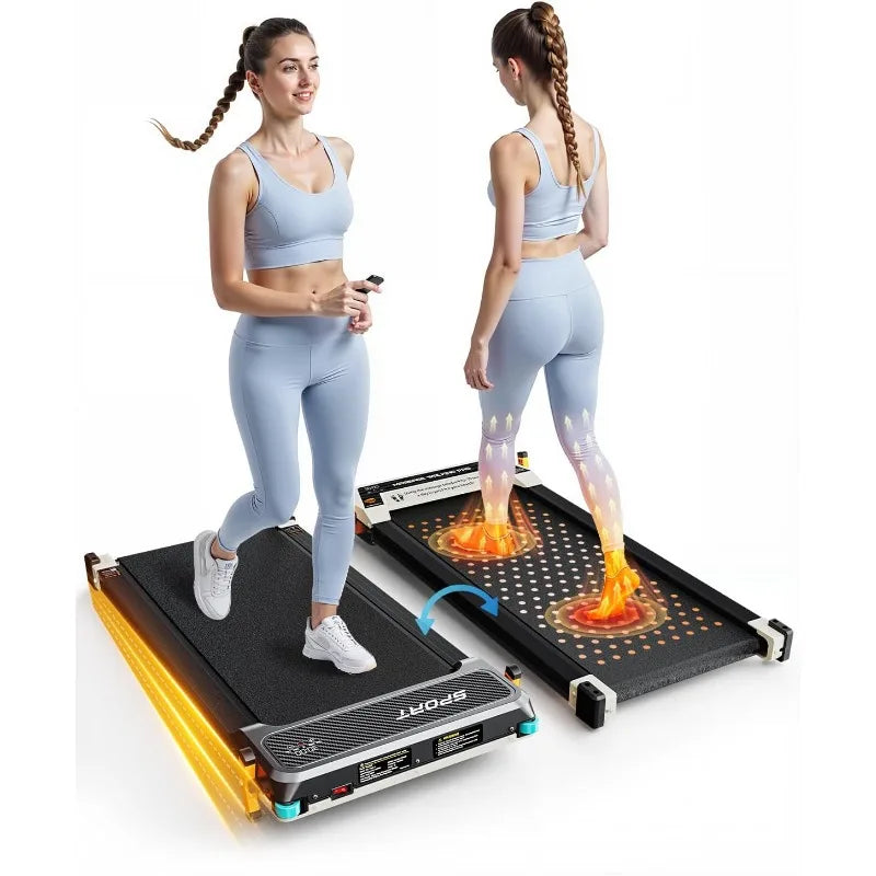 FUNRAY Walking Pad Treadmill With Incline Under Desk 2 In 1