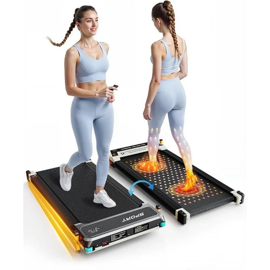 FUNRAY Walking Pad Treadmill With Incline Under Desk 2 In 1