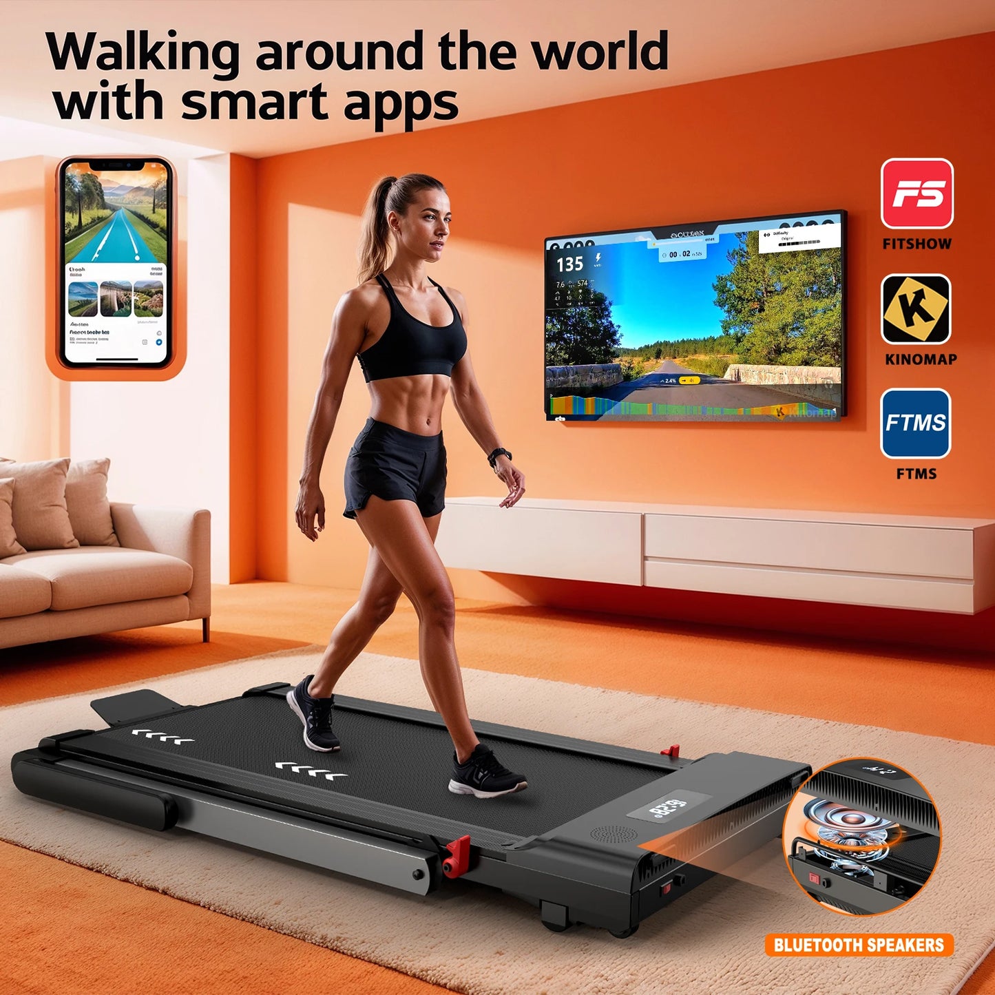 MettleMatic 2-in-1 Home Treadmill Bluetooth Display Foldable
