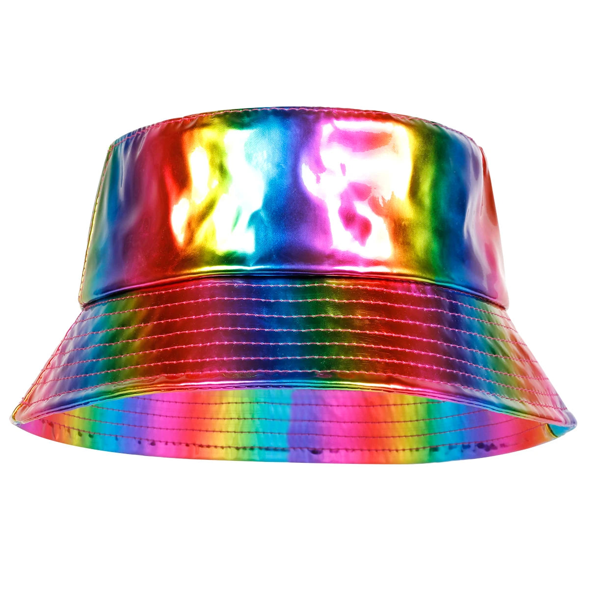 Unisex Rainbow Faux Leather Bucket Hat For Travel Beach - Arthur's Wellness Emporium