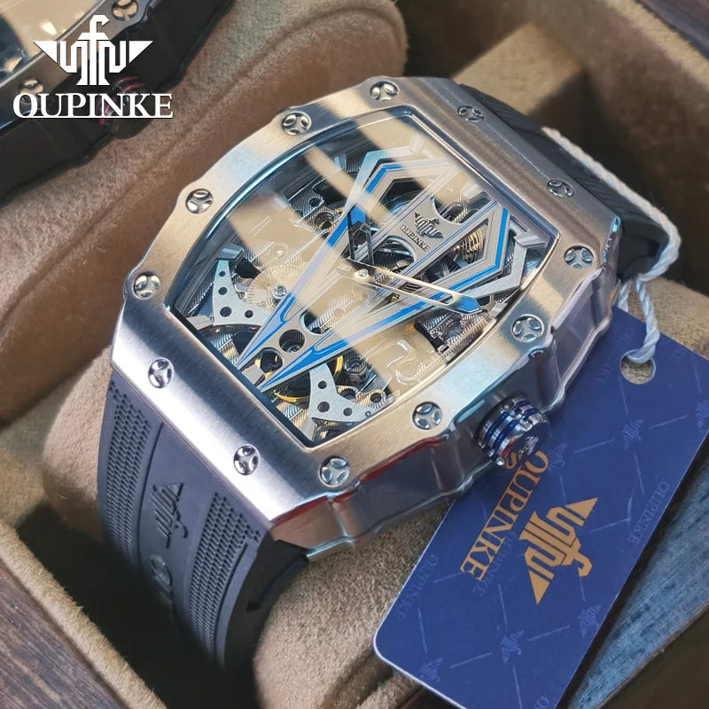 OUPINKE Men's Luxury Automatic Skeleton Watch Waterproof