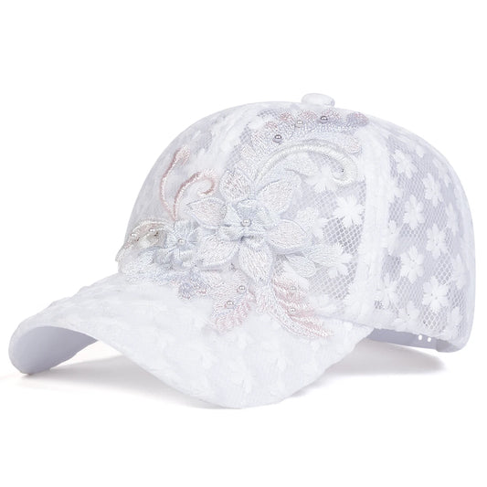 Unisex Lace Flower Baseball Cap Adjustable Sunscreen - Arthur's Wellness Emporium
