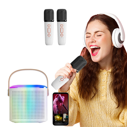 Odelettevcy Wireless Karaoke Speaker With RGB Lighting And Two Mics