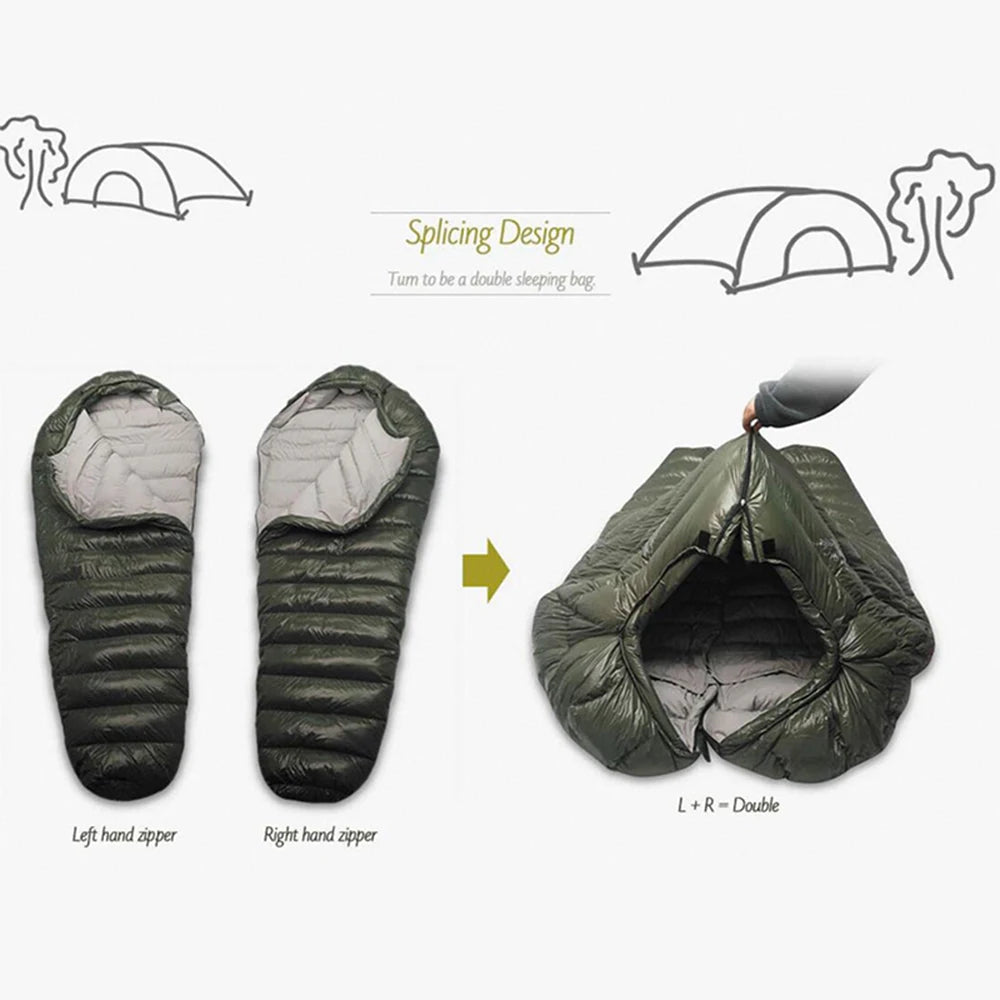 Outdoor Duck Down Sleeping Bag For Winter Camping Waterproof - Arthur's Wellness Emporium