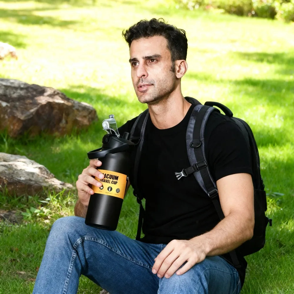 Drinkware Stainless Steel Vacuum Flask With Straw Thermos For Outdoor Use