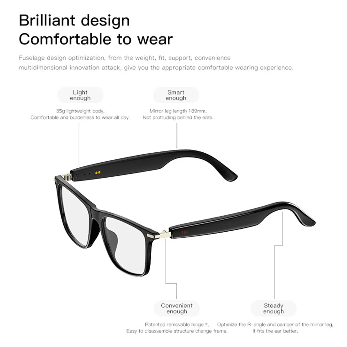 Fecoul Smart Glasses With Automatic Dimming Lenses And HD Voice Calls