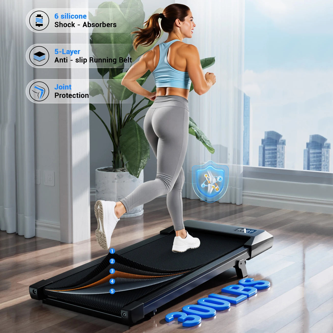 Superun Under Desk Treadmill 2.5 HP With LED Display Remote - Arthur's Wellness Emporium