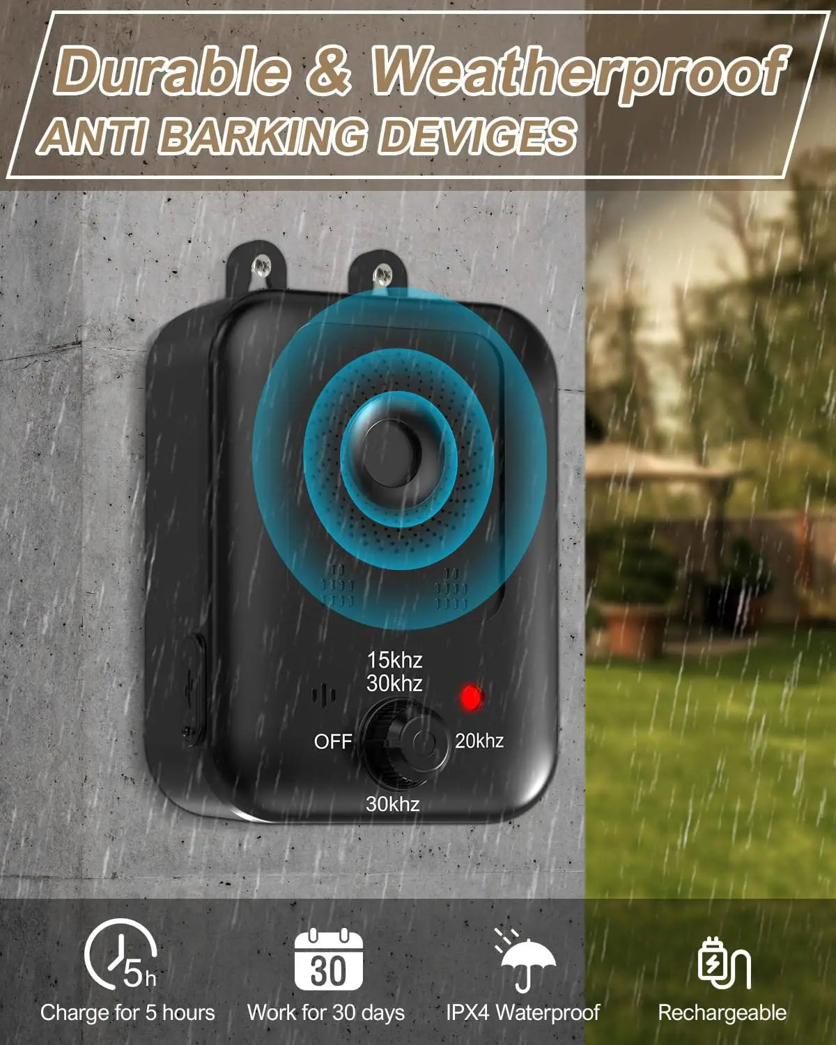 PetEdu Automatic Rechargeable Ultrasonic Bark Deterrent For Dogs Indoor Outdoor - Arthur's Wellness Emporium