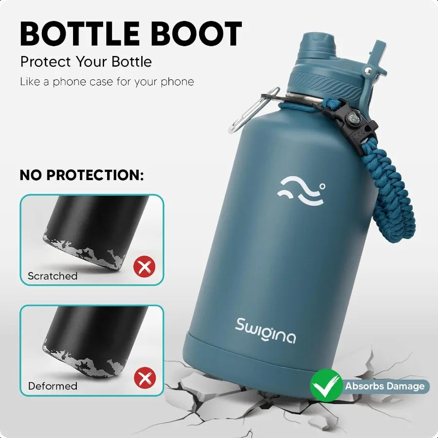 Insulated Water Bottle With Silicone Boot 2In1 Lid Pro - Arthur's Wellness Emporium