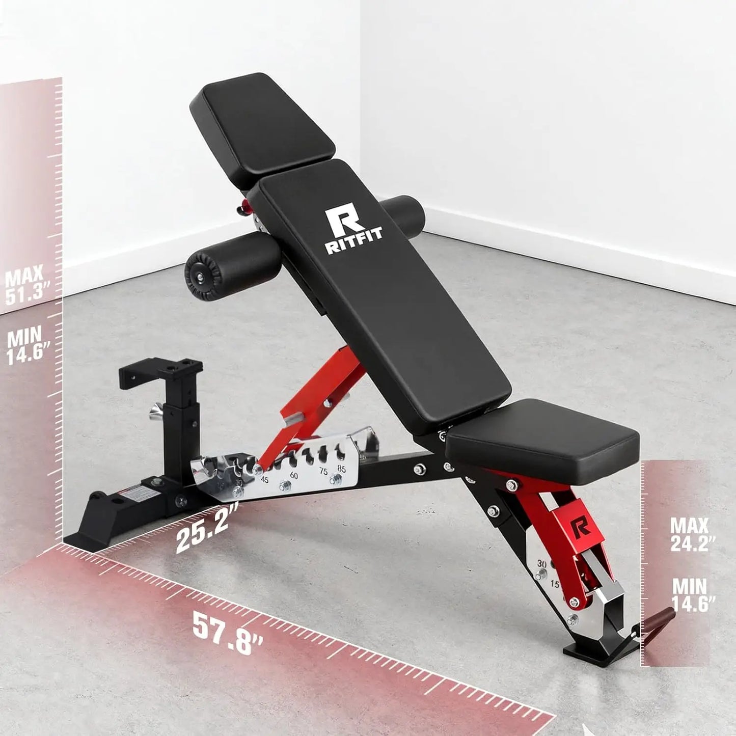 Adjustable 3 Section Weight Bench With 1600 Lbs Capacity - Arthur's Wellness Emporium