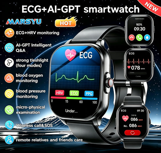 AI Health Diagnose ECG PPG Smartwatch With Bluetooth Call BP - Arthur's Wellness Emporium
