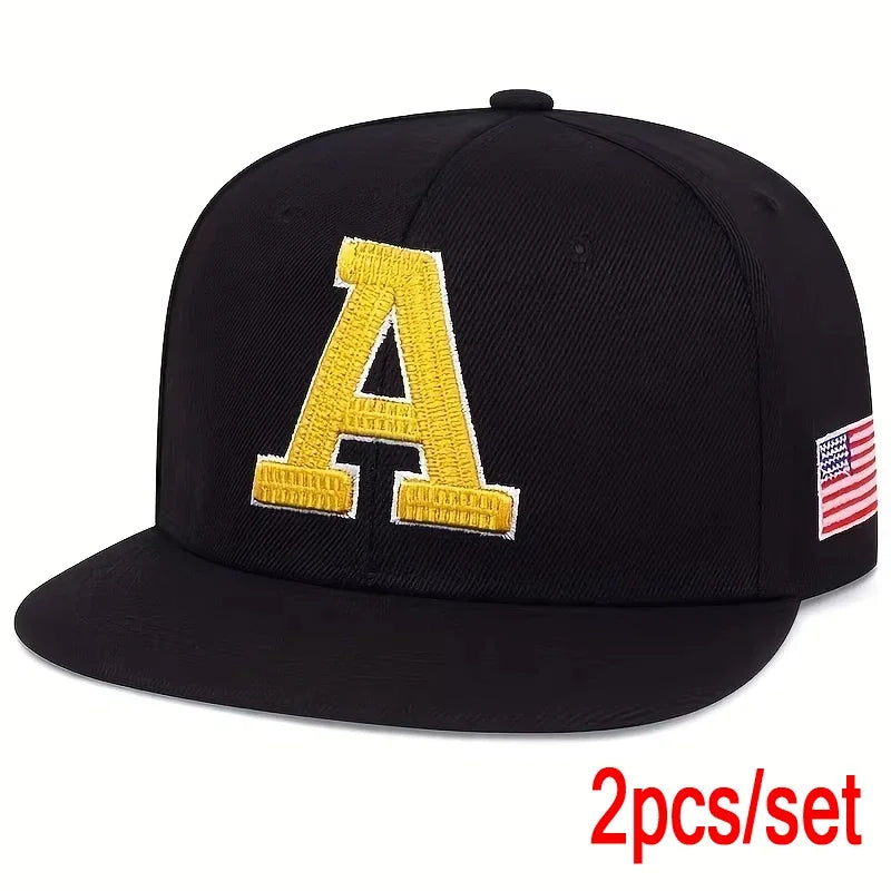 Men Hip Hop Cap A Letter Embroidery Snapback Baseball Hat - Arthur's Wellness Emporium