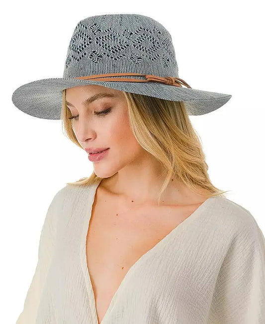 Marcus Adler Packable Panama Hat Faux Trim Unisex Beach
