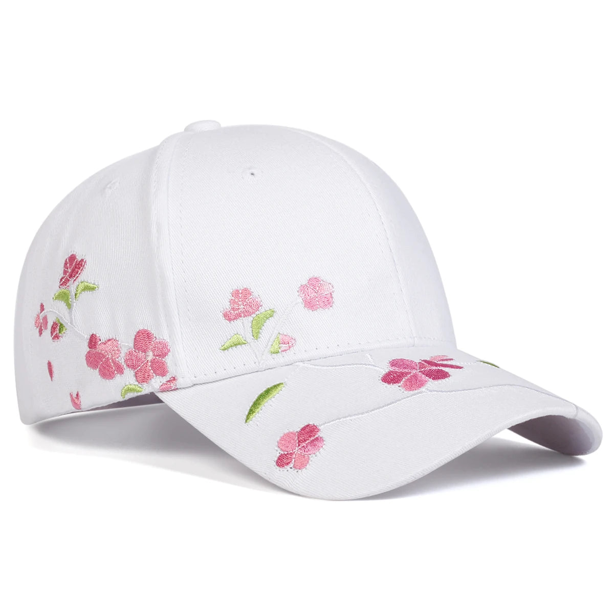 Unisex Peach Blossom Embroidery Baseball Cap Adjustable - Arthur's Wellness Emporium