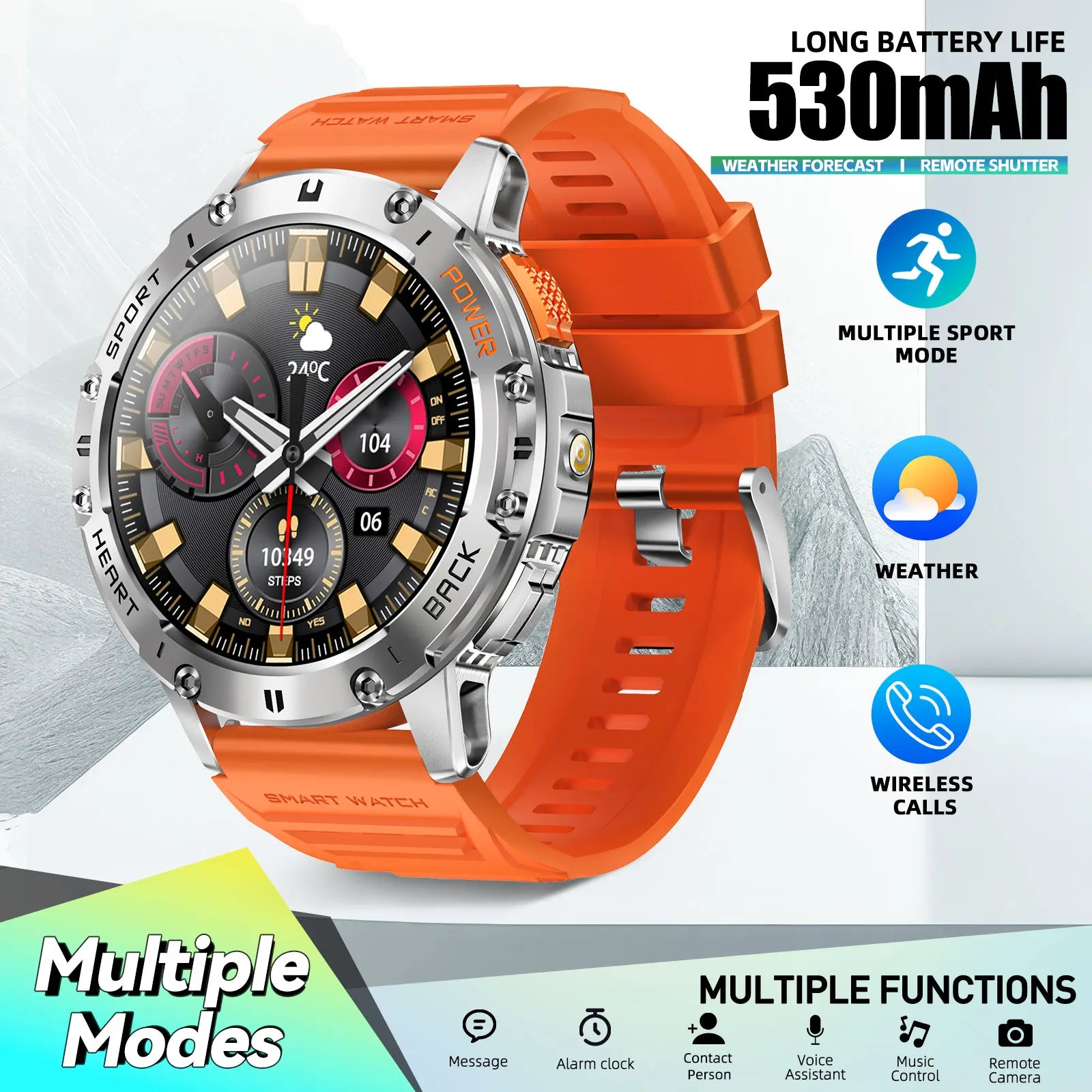 LaNikar Rugged Smart Watch With Wireless Calling BLE5.1 Fitness Tracker - Arthur's Wellness Emporium