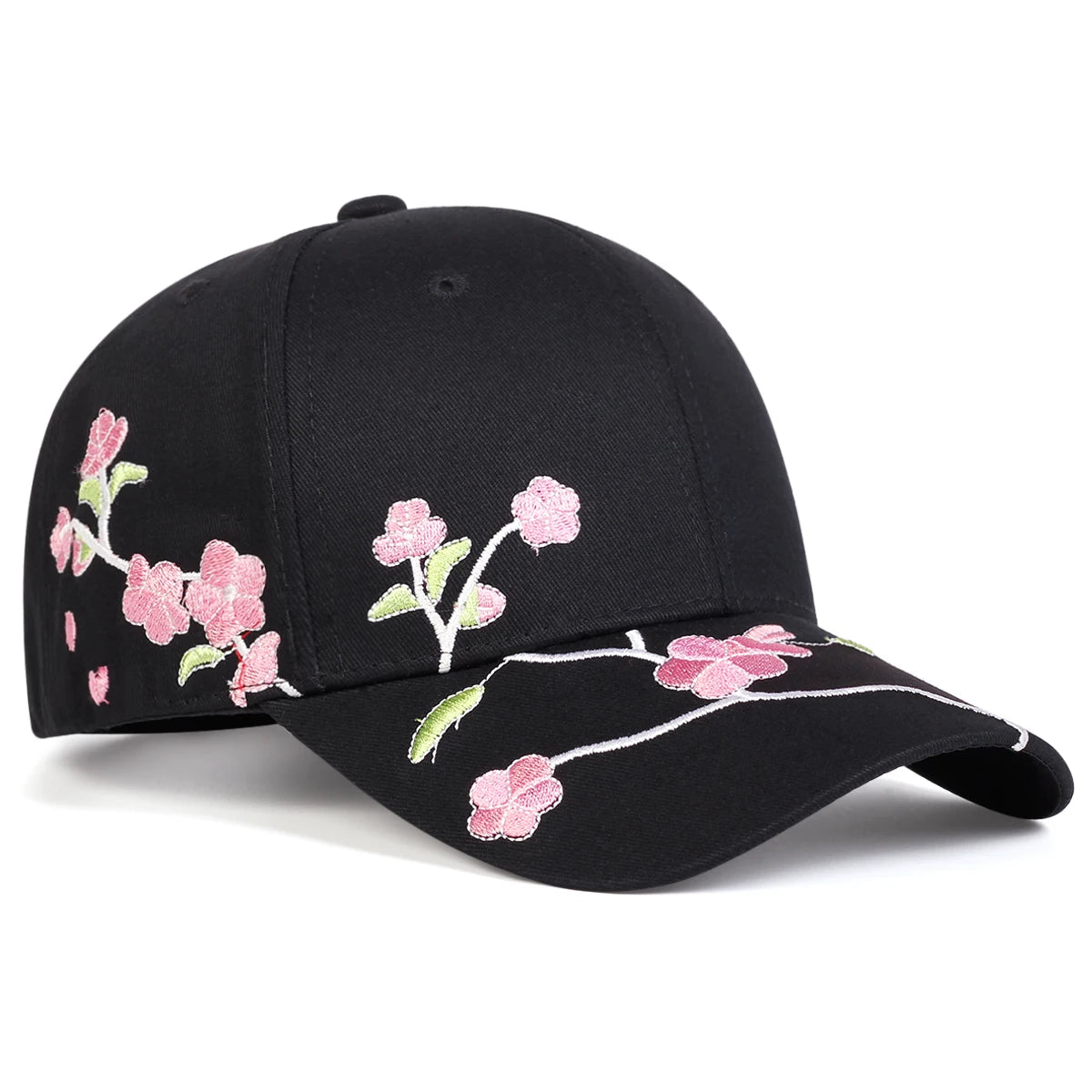 Unisex Peach Blossom Embroidery Baseball Cap Adjustable - Arthur's Wellness Emporium