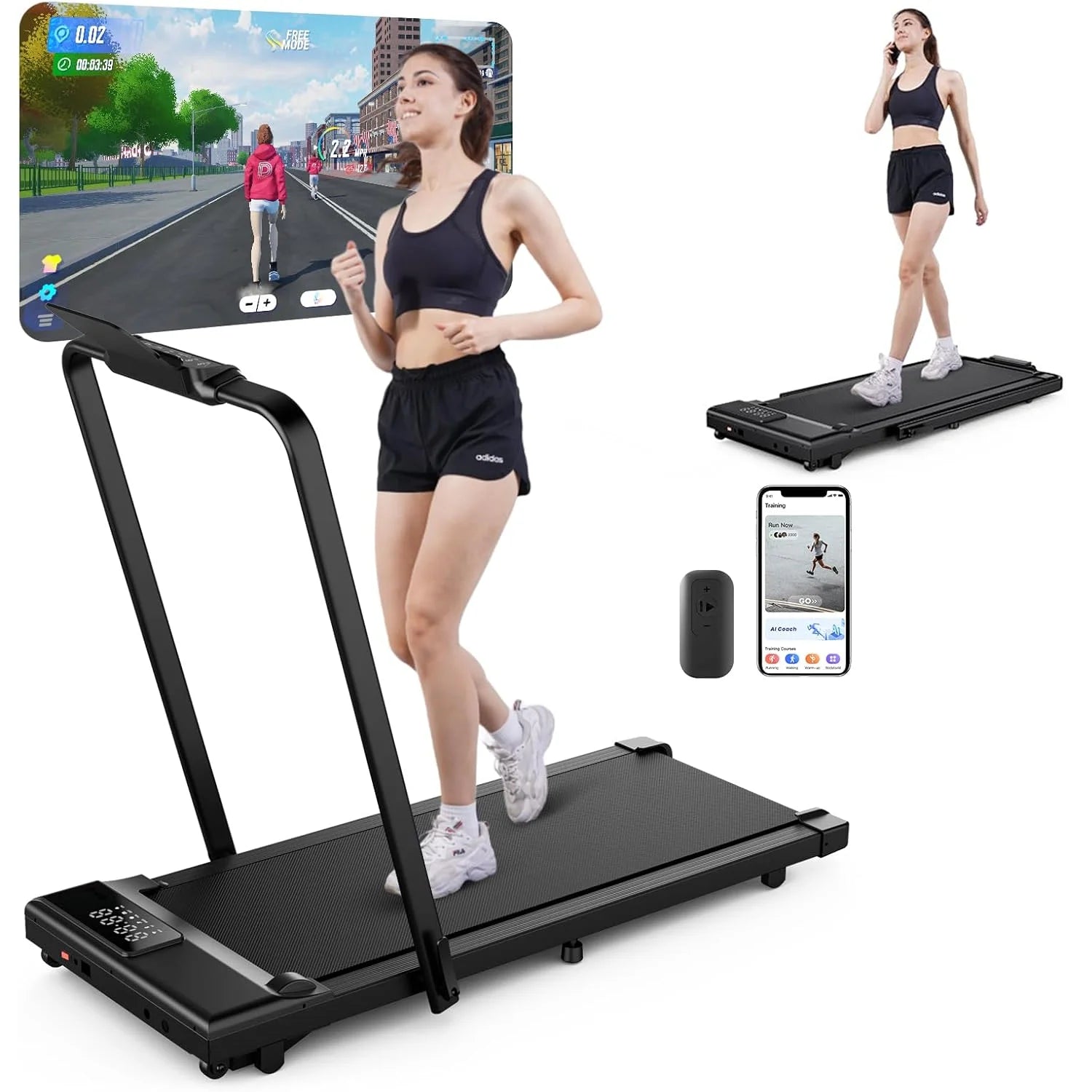 Superun 3in1 Walking Pad Treadmill Under Desk Foldable 300Lb Capacity - Arthur's Wellness Emporium