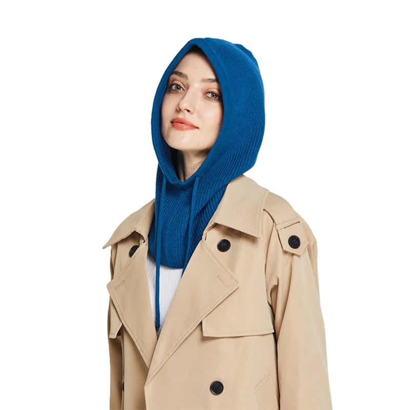 Cashmere Knit Hooded Balaclava For Women Winter Warmth