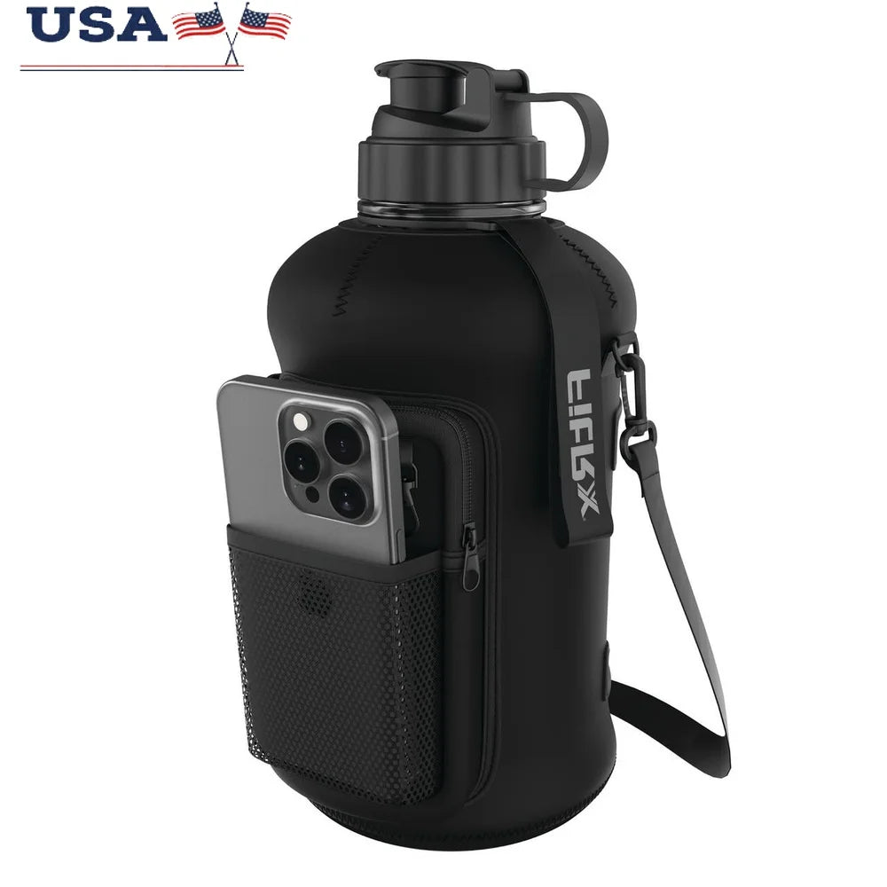 Care Water Bottle With Neoprene Sleeve And Carry Strap