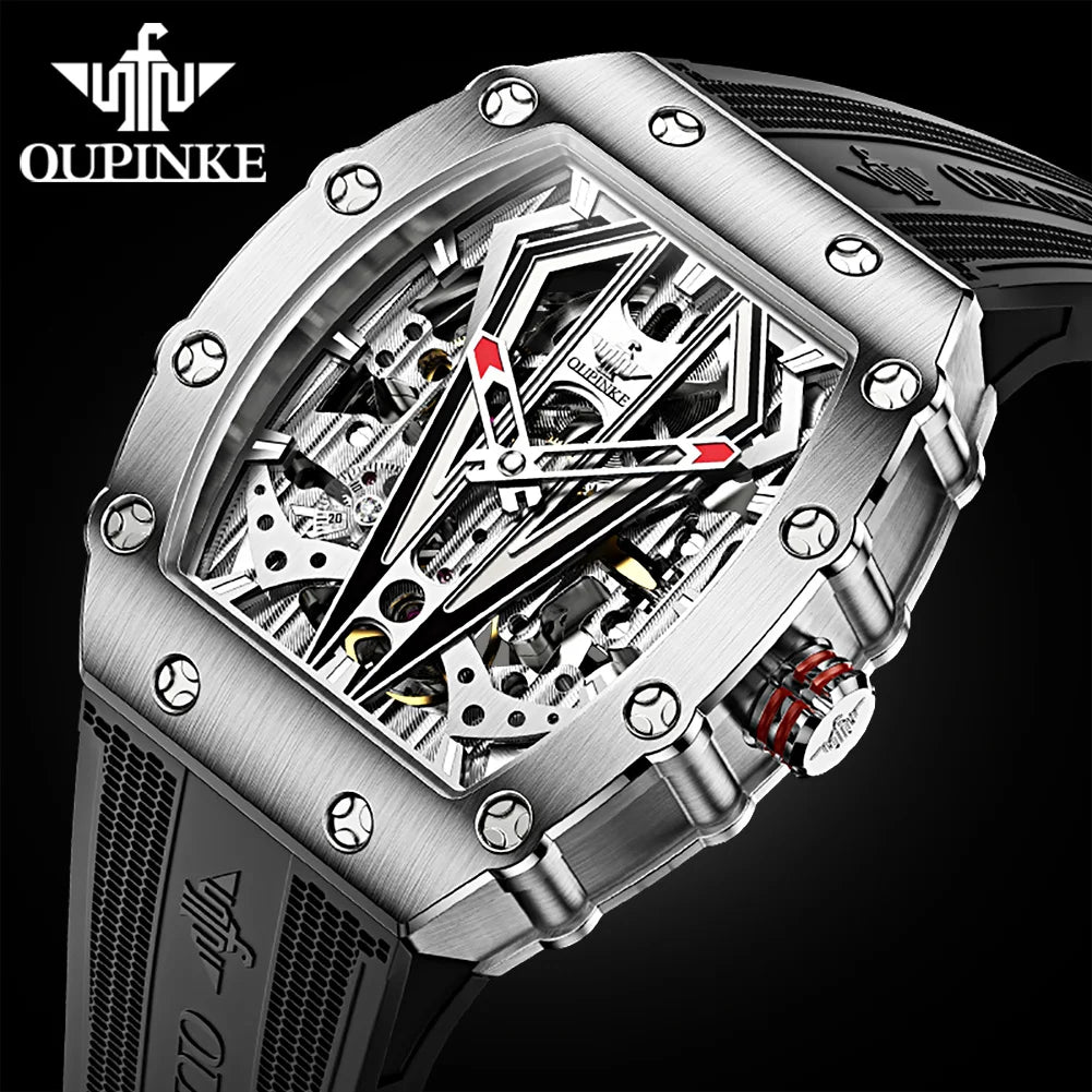 OUPINKE Men's Luxury Automatic Skeleton Watch Waterproof