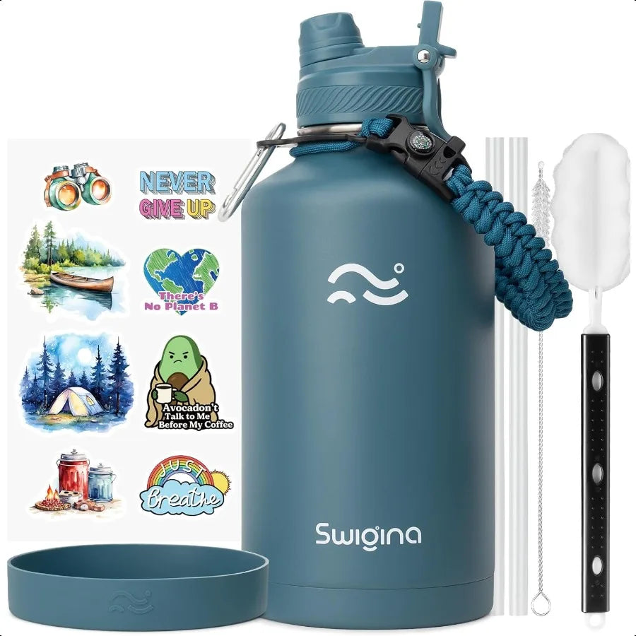 Insulated Water Bottle With Silicone Boot 2In1 Lid Pro - Arthur's Wellness Emporium