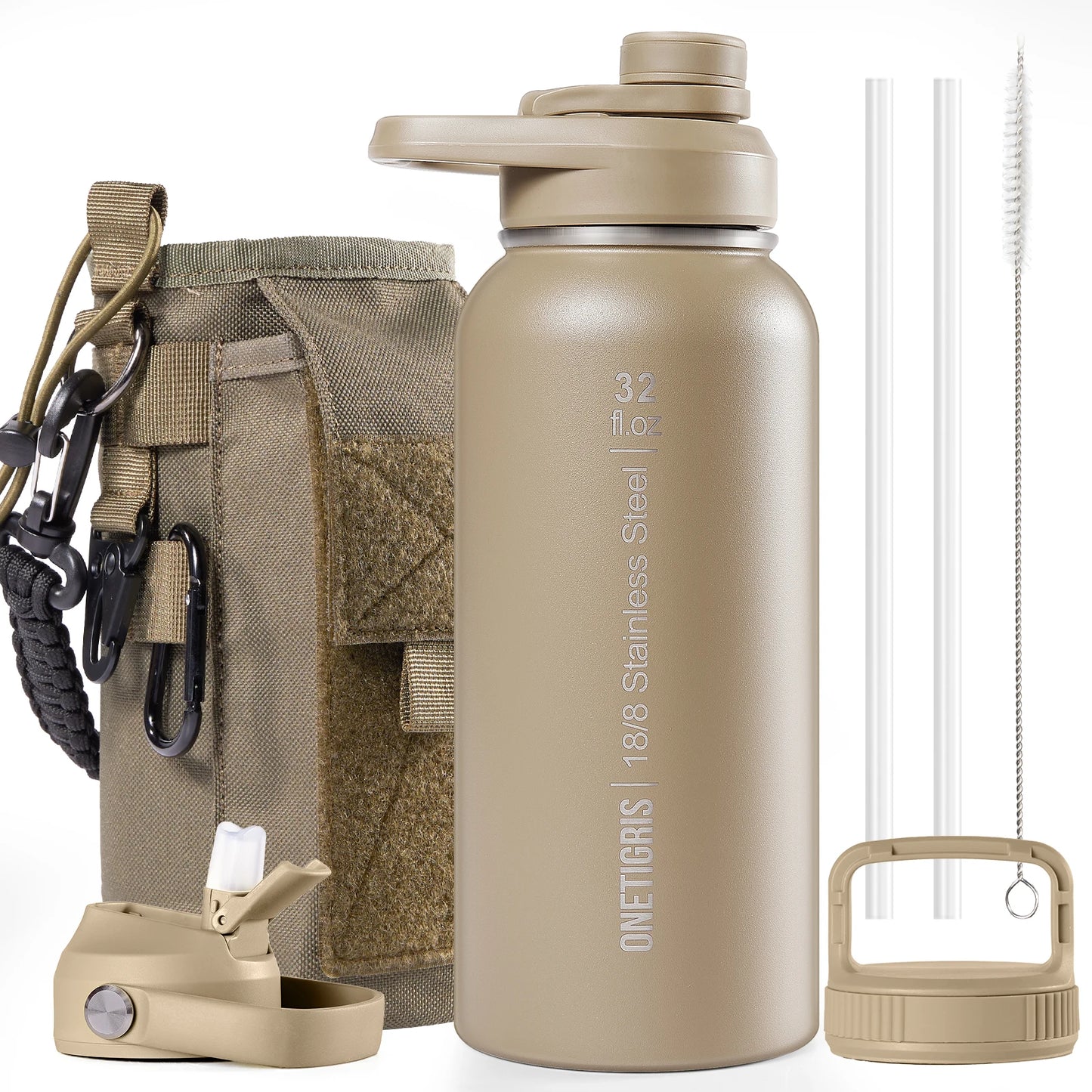 ONETIGRIS Insulated Tactical Stainless Steel Water Bottle With Straw