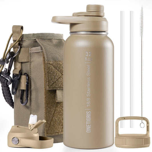 ONETIGRIS Insulated Tactical Stainless Steel Water Bottle With Straw