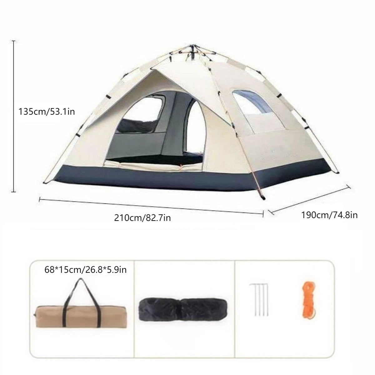 Pakicetus Outdoor Sunshade Camping Tent With Doors And Windows - Arthur's Wellness Emporium