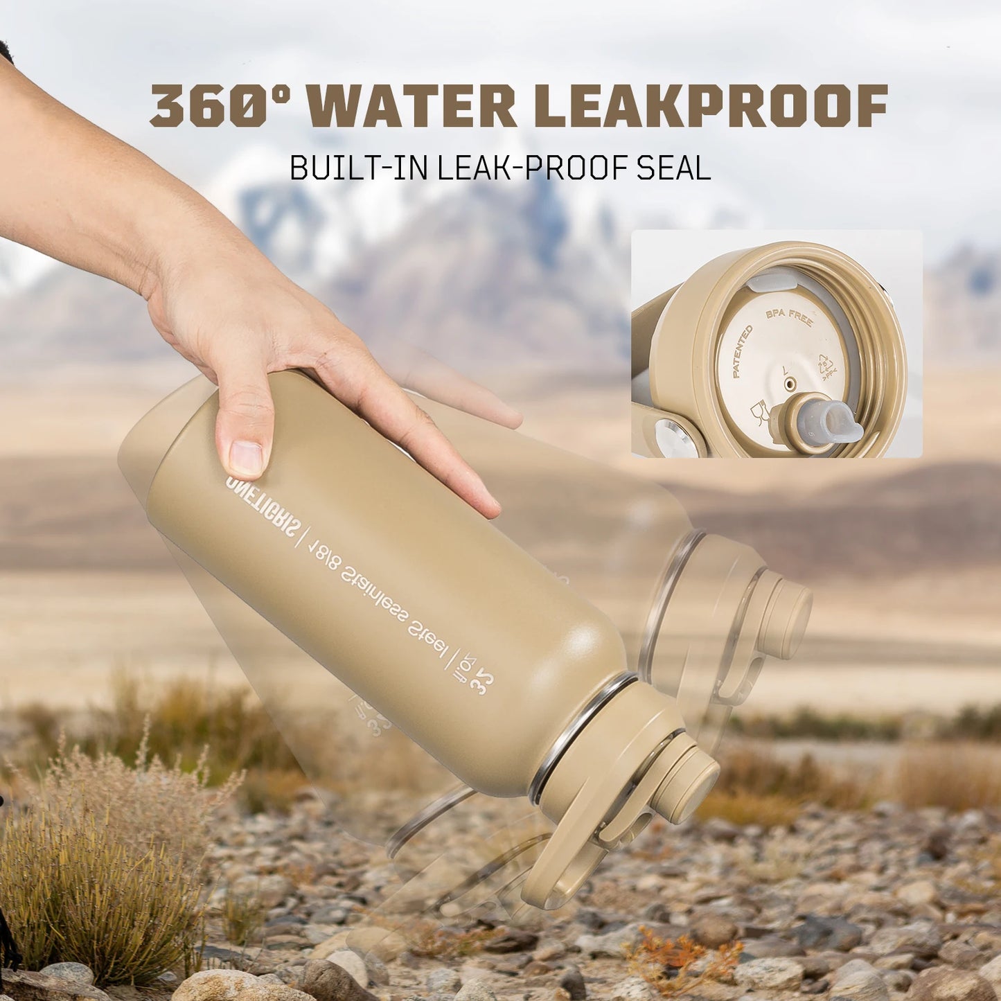 ONETIGRIS Insulated Tactical Stainless Steel Water Bottle With Straw