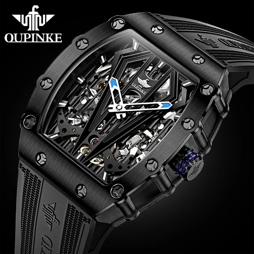 OUPINKE Men's Luxury Automatic Skeleton Watch Waterproof