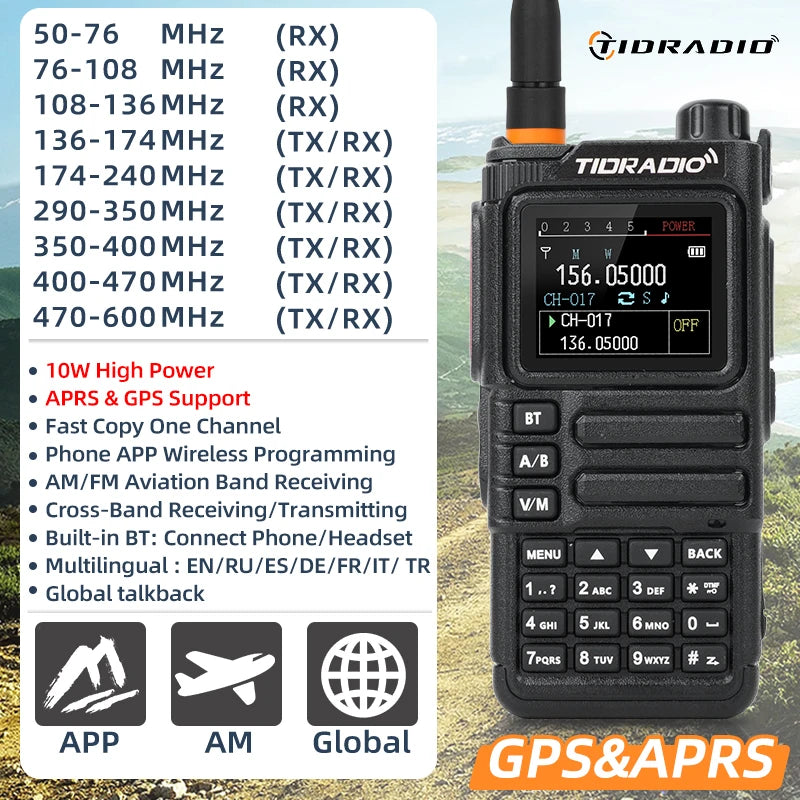 TIDRADIO TD-H9 10W Long Range Walkie Talkie With GPS APRS