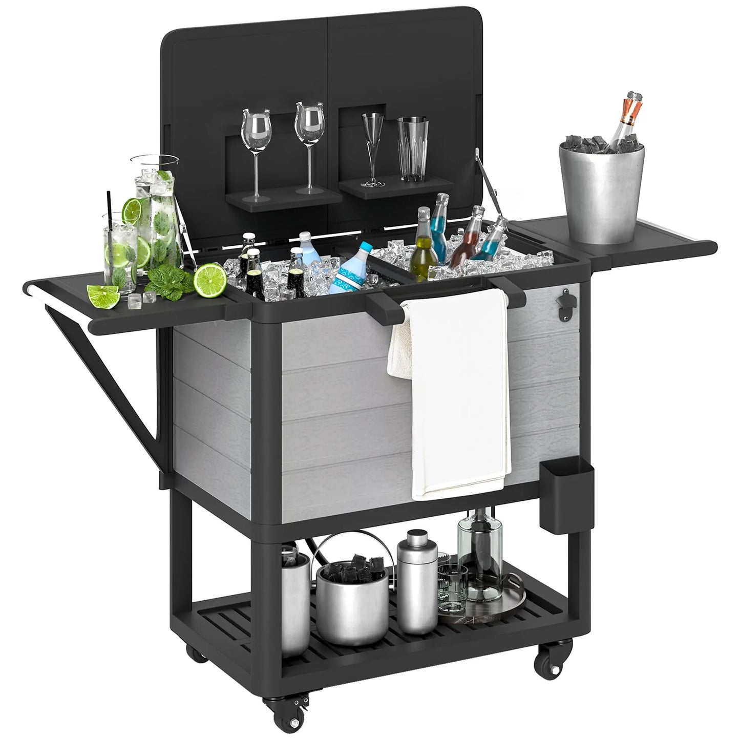 High Concerned Chemical Patio Cooler With Wheels And Shelves - Arthur's Wellness Emporium
