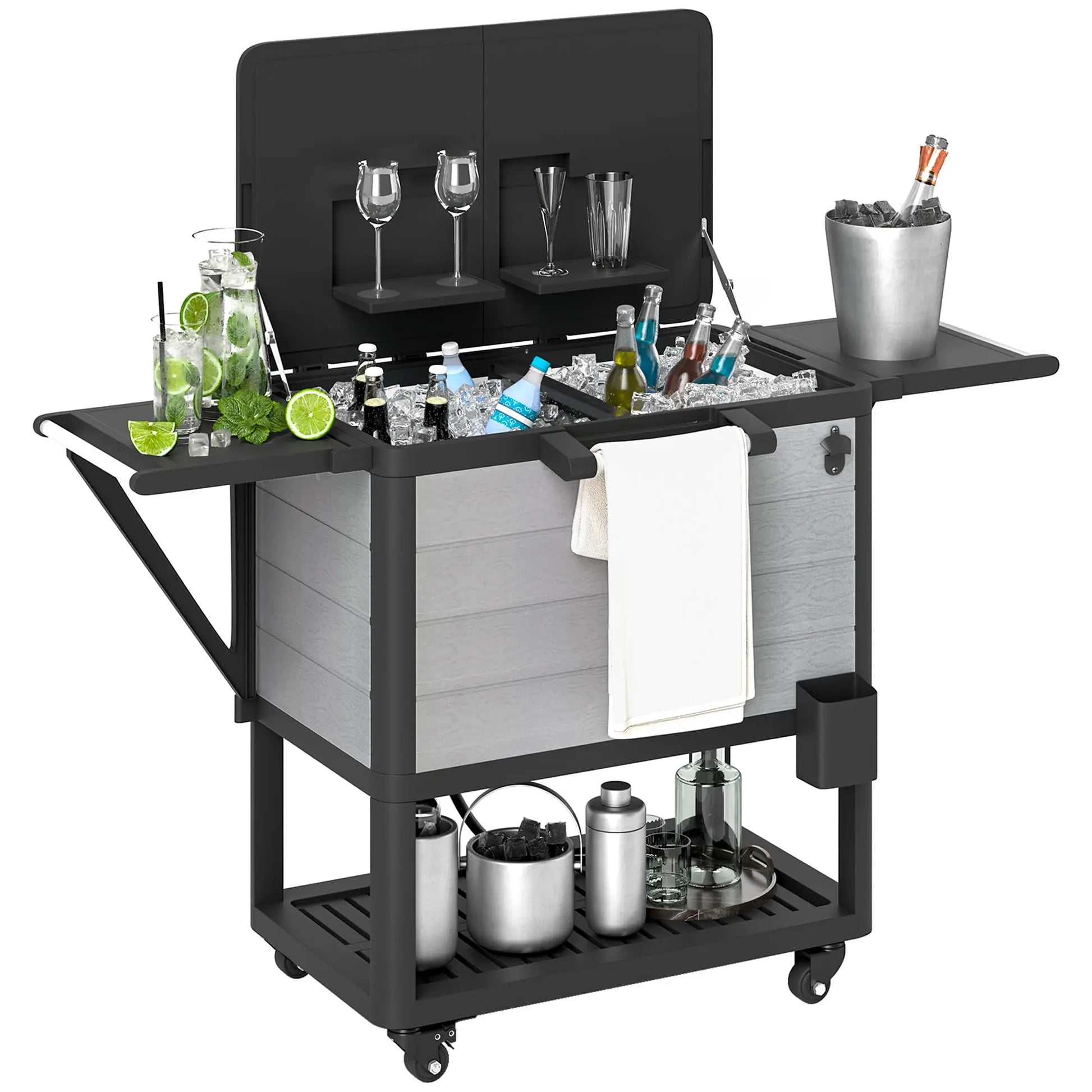 High Concerned Chemical Patio Cooler With Wheels And Shelves - Arthur's Wellness Emporium