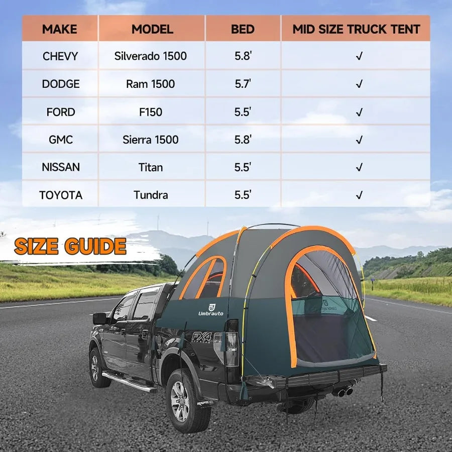 Truck Bed Tent Portable Waterproof Canopy For Pickup Camping - Arthur's Wellness Emporium