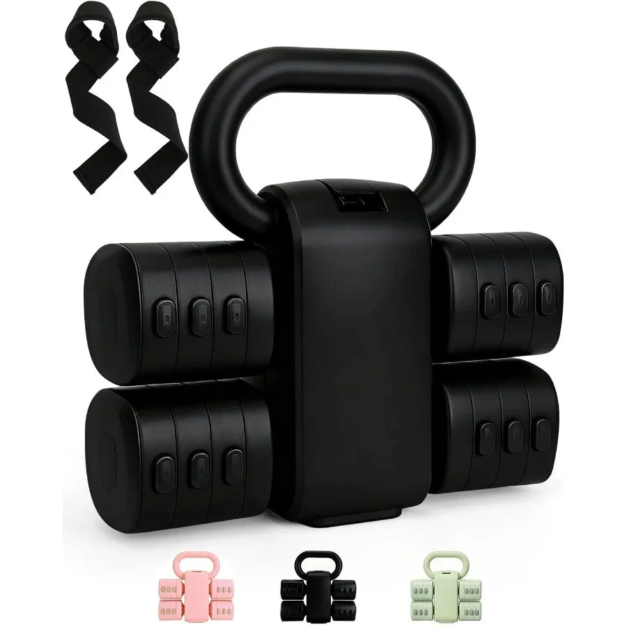 Adjustable Kettlebell Set With Wrist Straps 4-In-1 Home Gym - Arthur's Wellness Emporium