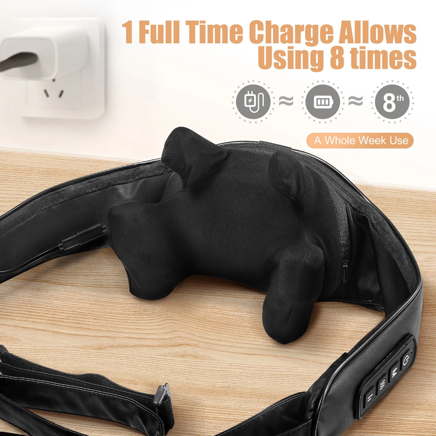 MASGREE Cordless Shiatsu Neck Back Massager With Heat 2500mAh Rechargeable