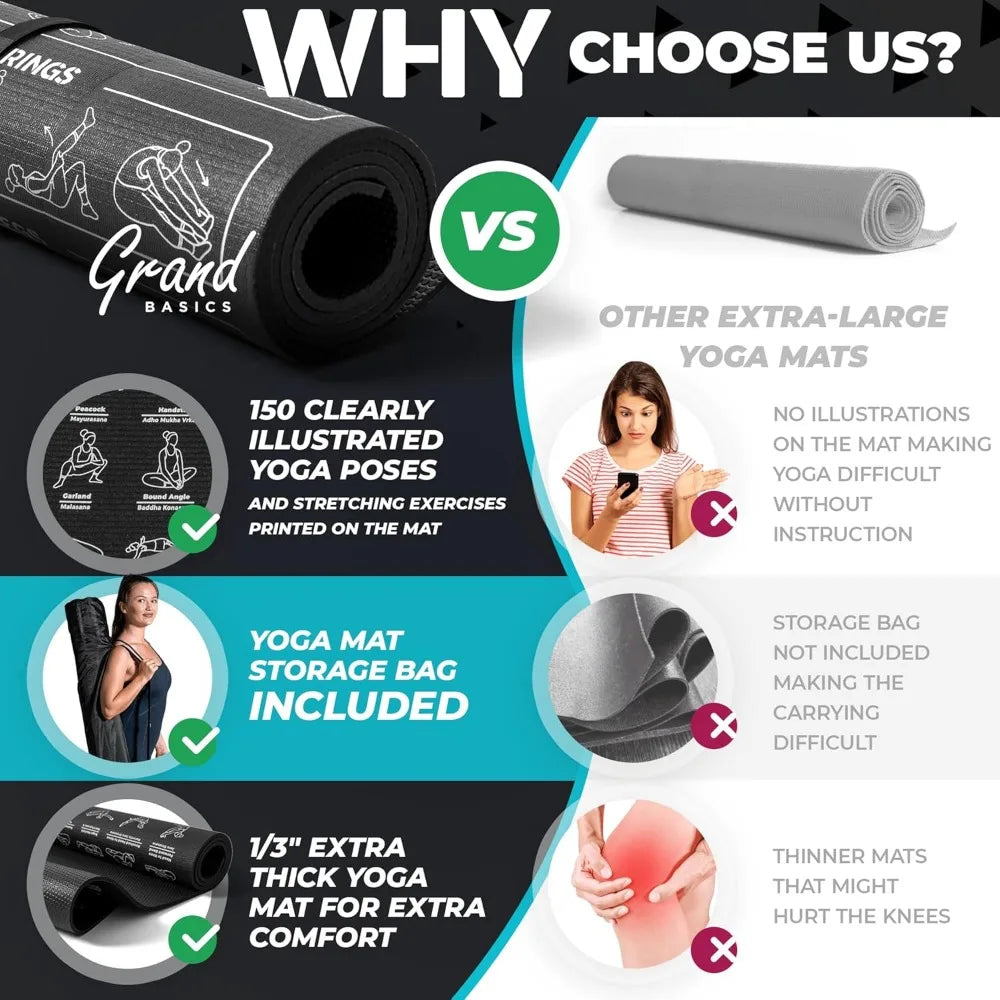 Oversized Non-Slip Yoga Mat for Ultimate Comfort and Space