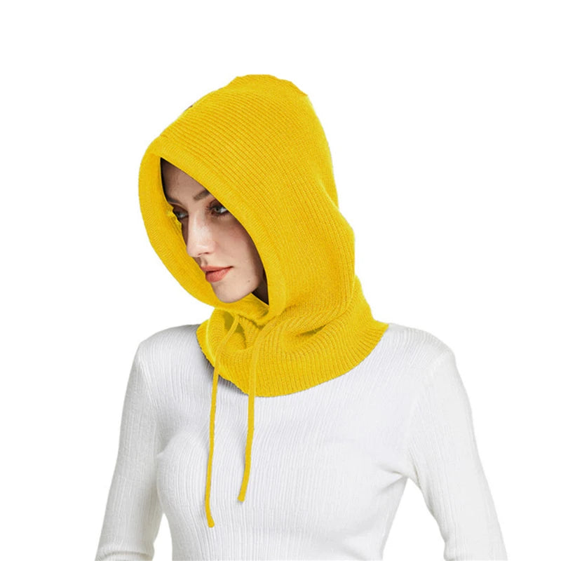 Cashmere Knit Hooded Balaclava For Women Winter Warmth