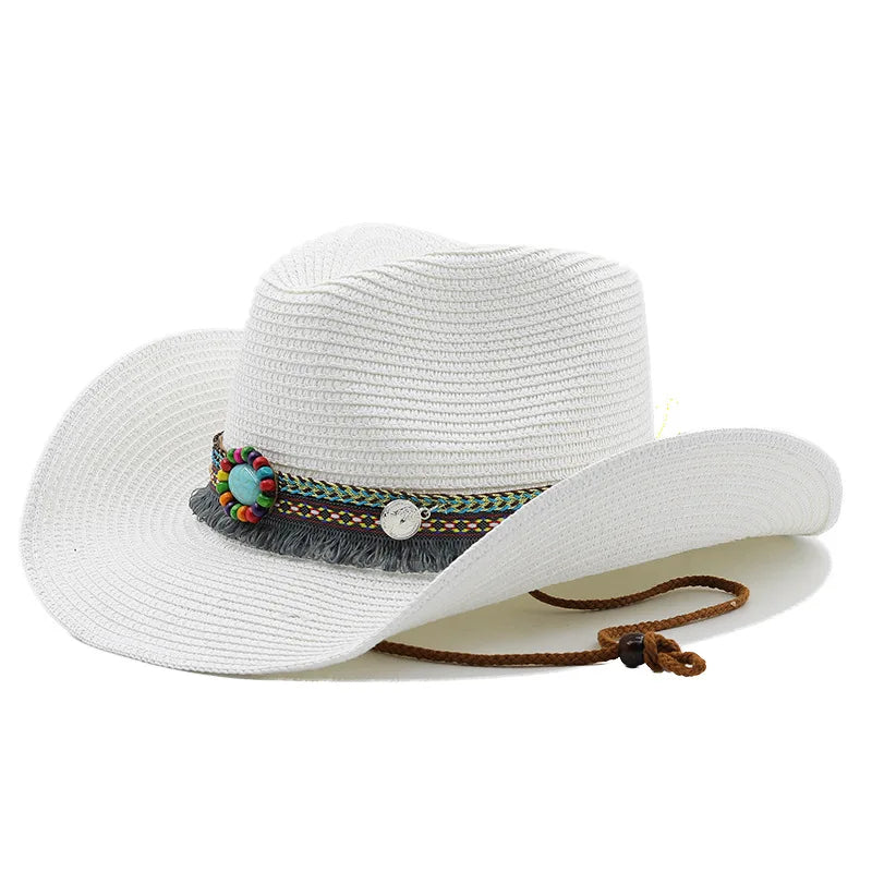 CN Tibet Zhejiang Western Cowboy Straw Hat Unisex Summer Outdoor