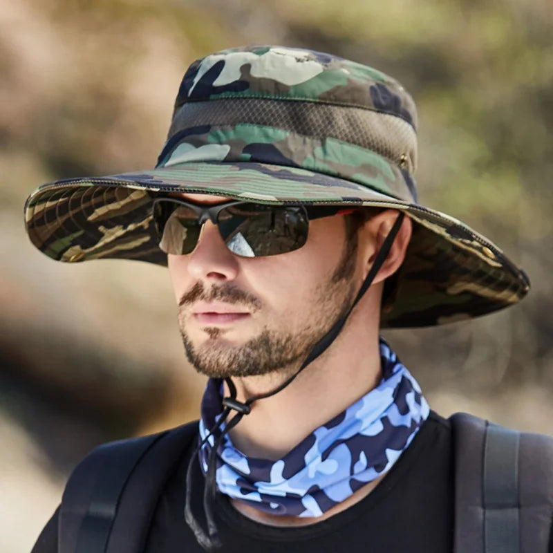 Men Foldable Bucket Hat Breathable Sun Protection Wide Brim - Arthur's Wellness Emporium