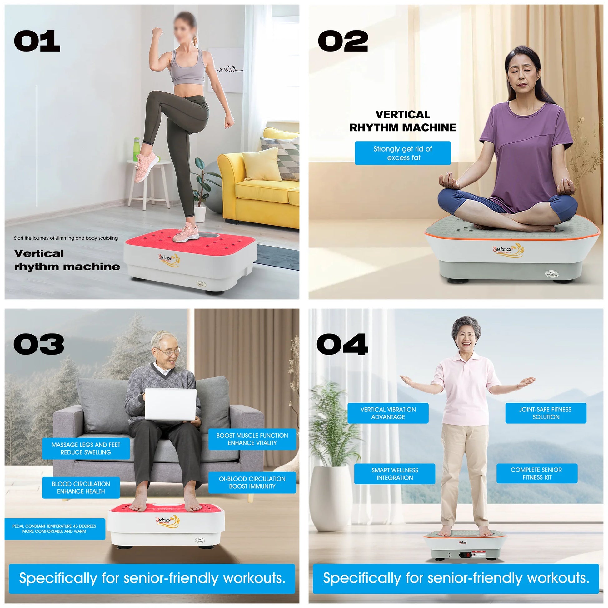 Jeefanco Vertical Vibration Plate Fitness Machine Home Use - Arthur's Wellness Emporium