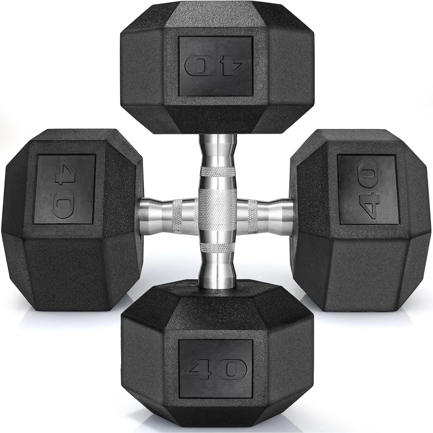 Rubber Hex Dumbbells Set Cast Iron Rubber Coated 2 Pack - Arthur's Wellness Emporium