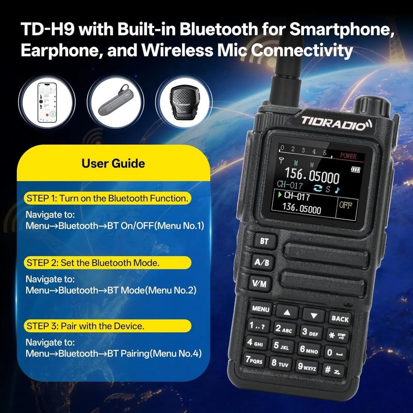 TIDRADIO TD-H9 10W Long Range Walkie Talkie With GPS APRS