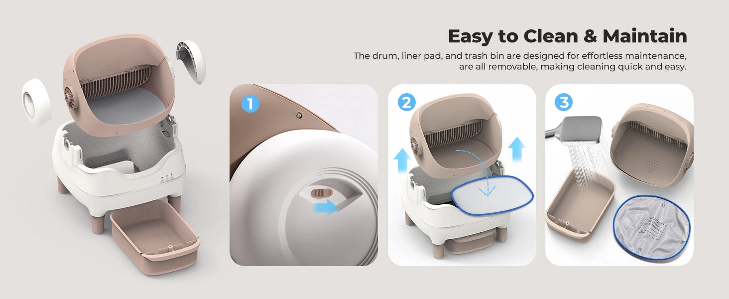 Lunapurr Self Cleaning Cat Litter Box With App Control Open Top - Arthur's Wellness Emporium
