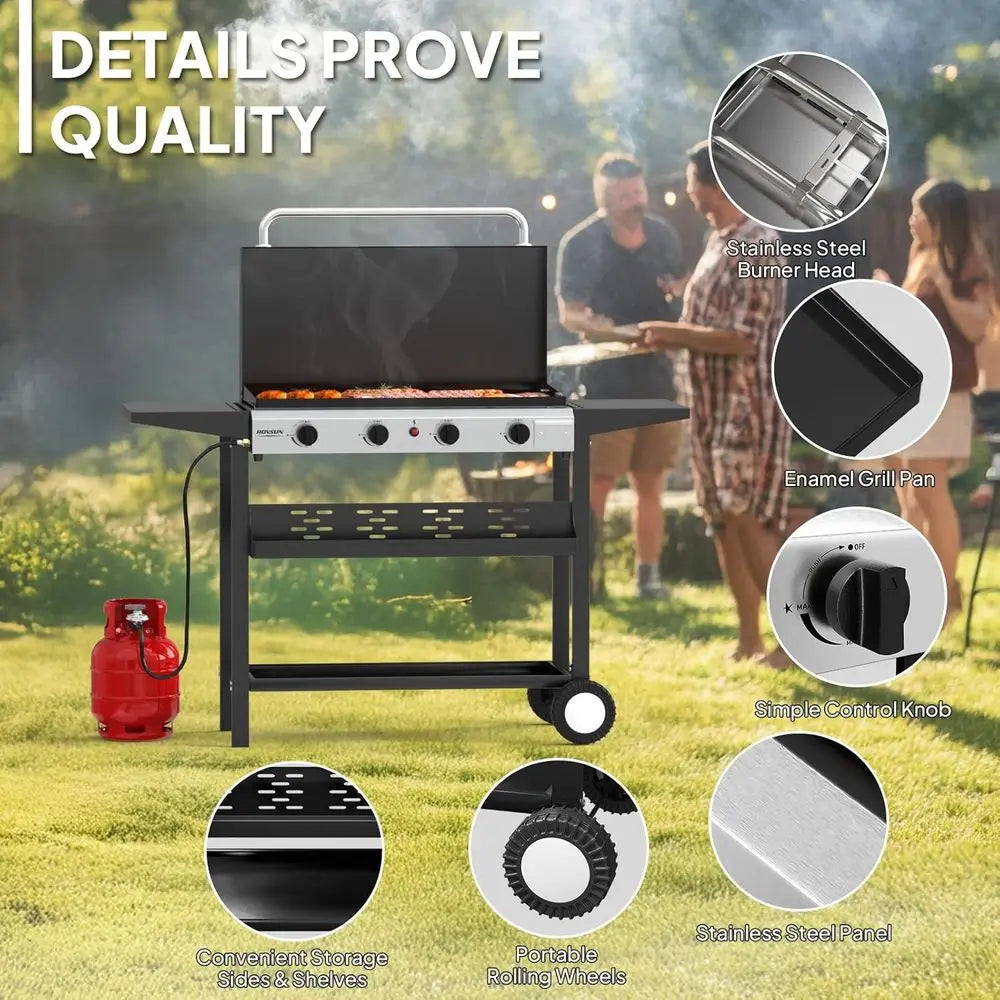 Portable Propane Griddle With Enameled Tray And Electric Ignition - Arthur's Wellness Emporium