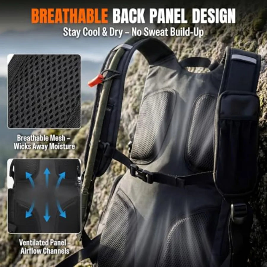 Hydration Hiking Backpack With Water Bladder Phone Pouch Helmet Holder - Arthur's Wellness Emporium
