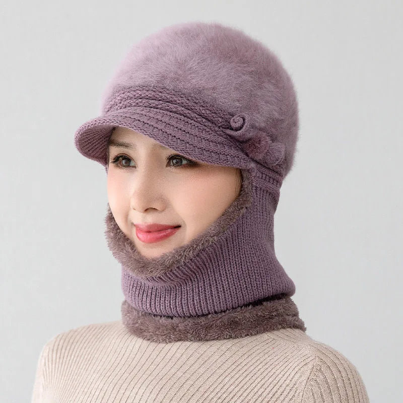 Winter Fur Lined Balaclava Hat For Women Windproof Warmth